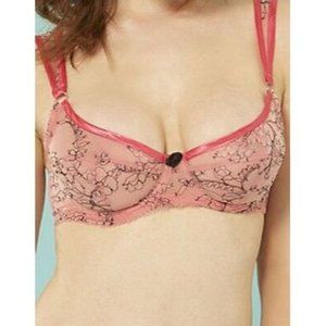 MADE BY NIKI Lace SWEATHEART Silk Blend Bra BARBIE Pink ( 32B )